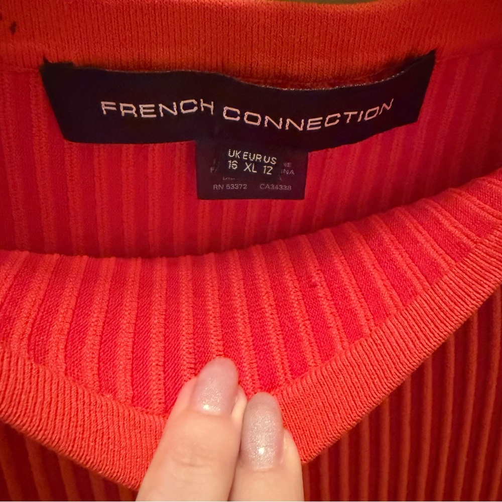 French Connection Red Ribbed Dress - Picture 2 of 4
